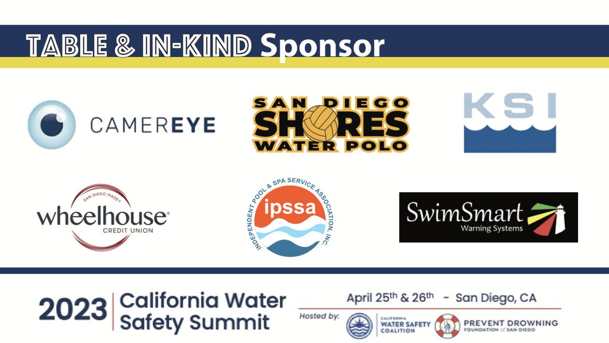 PDFSanDiego's tweet photo. We want to thank our table sponsors for the California Water Safety Summit for helping us bring people together for this important collaborative event! 
💙thank you💙 #CAwatersafety #CAWSS
https://t.co/ws2o1pC7a8 https://t.co/D1JnQQCWK0