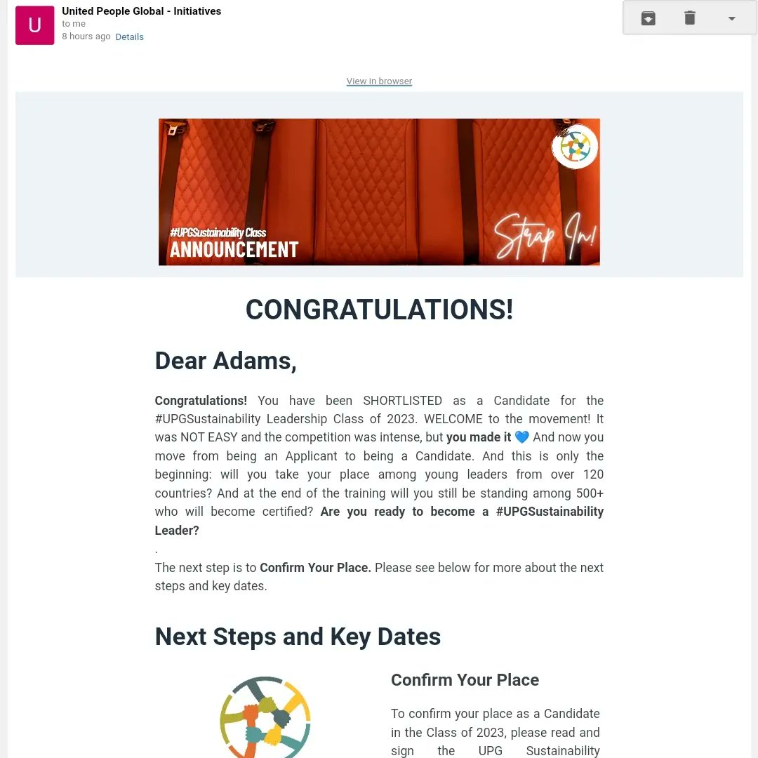 Comr_AdamsKing's tweet photo. Beyond excited to share that I've been selected as a candidate for the United Peoples GlobalS  sustainability Leadership Class of 2023! It's an honor to be among young leaders from over 120 countries and have the opportunity to make a positive impact on sustainability.👇🏽 https://t.co/e94uUslFaT