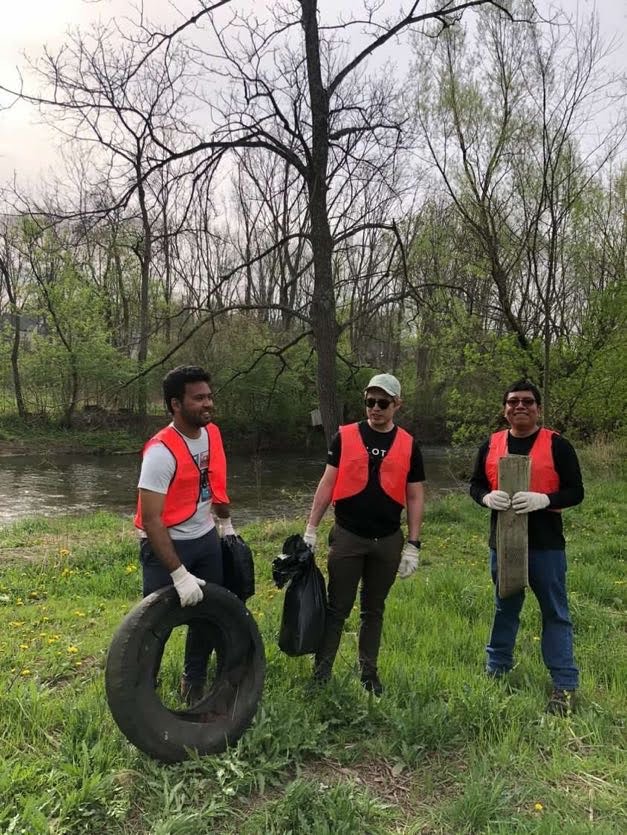 PennStateWater's tweet photo. This year we celebrated #EarthDay2023 with @ClearWaterPA in style by doing waste collection and maintenance of the riparian buffer! 

We collected 4 bags of trash, 2 tires, about 100 live stake trees and 4 flats of trees were planted! #PennStateWater https://t.co/j3PwDgHRzT