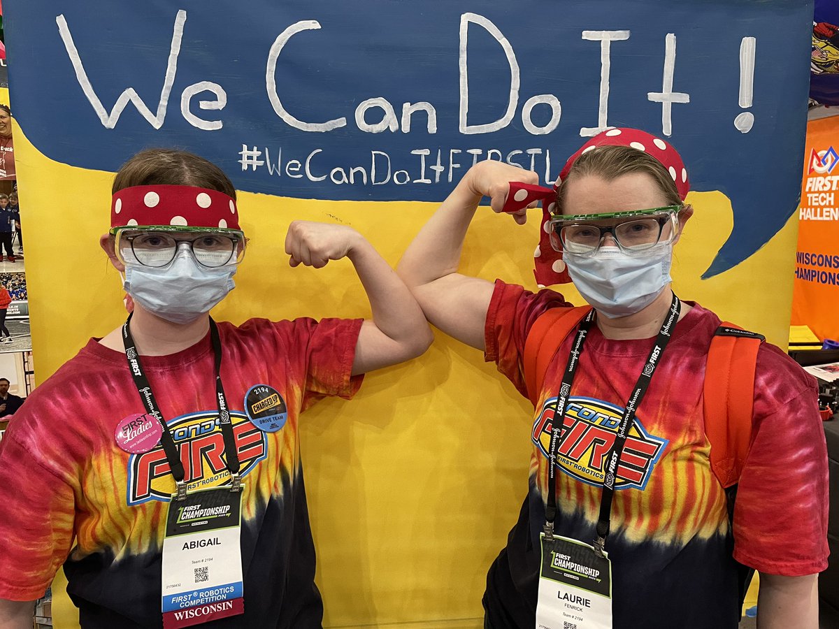 KnackRobotics's tweet image. Check out some more of our #wecandoitfirstladies @ladiesinfirst Rosie the Riveter pictures from @FIRSTweets Champs!