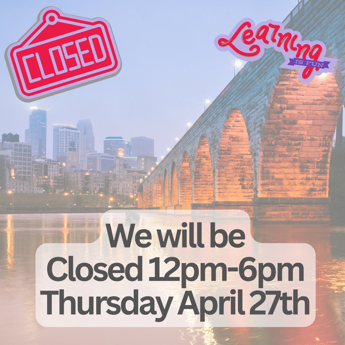 HealthSourceEP's tweet image. 🚨UPDATE🚨
We will be closed this Thursday  12pm-6pm for our National Conference.
Please call us at 952-345-6110 to schedule earlier in the week!