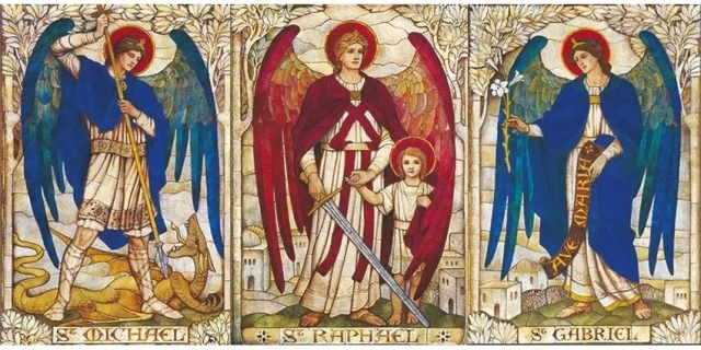 The Archangels, Gabriel, Raphael and Michael.  "They are the Angels of your time. They are the Angels of the final time of the Purification and the Great Tribulation. ... Above all, they are the Angels who reveal to you the final events described in the sealed Book."  

Our Lady