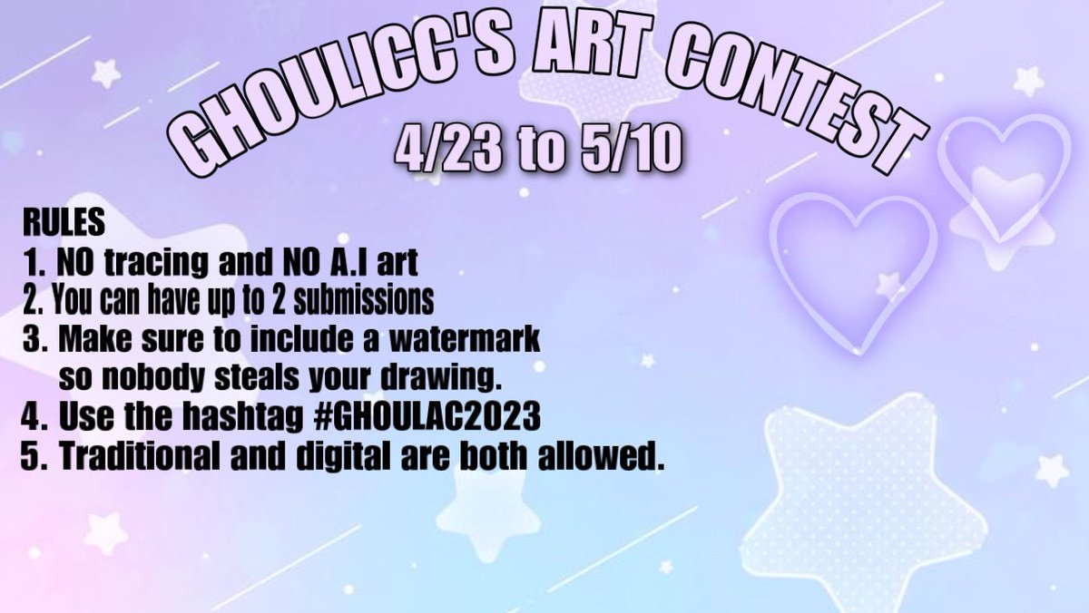 ghoulicc's tweet photo. !Hosting my first roblox art contest!
Check photos for info.
PRIZES:
1st: 10k robux
2nd: 5k robux
3rd: 1k robux
I will buy a gamepass or tshirt from the winners, with tax so you can have the exact amount
#GHOULICCAC2023
Ends on May 10th
#robloxart #roblox #artcontest https://t.co/UwdFNJUTIE
