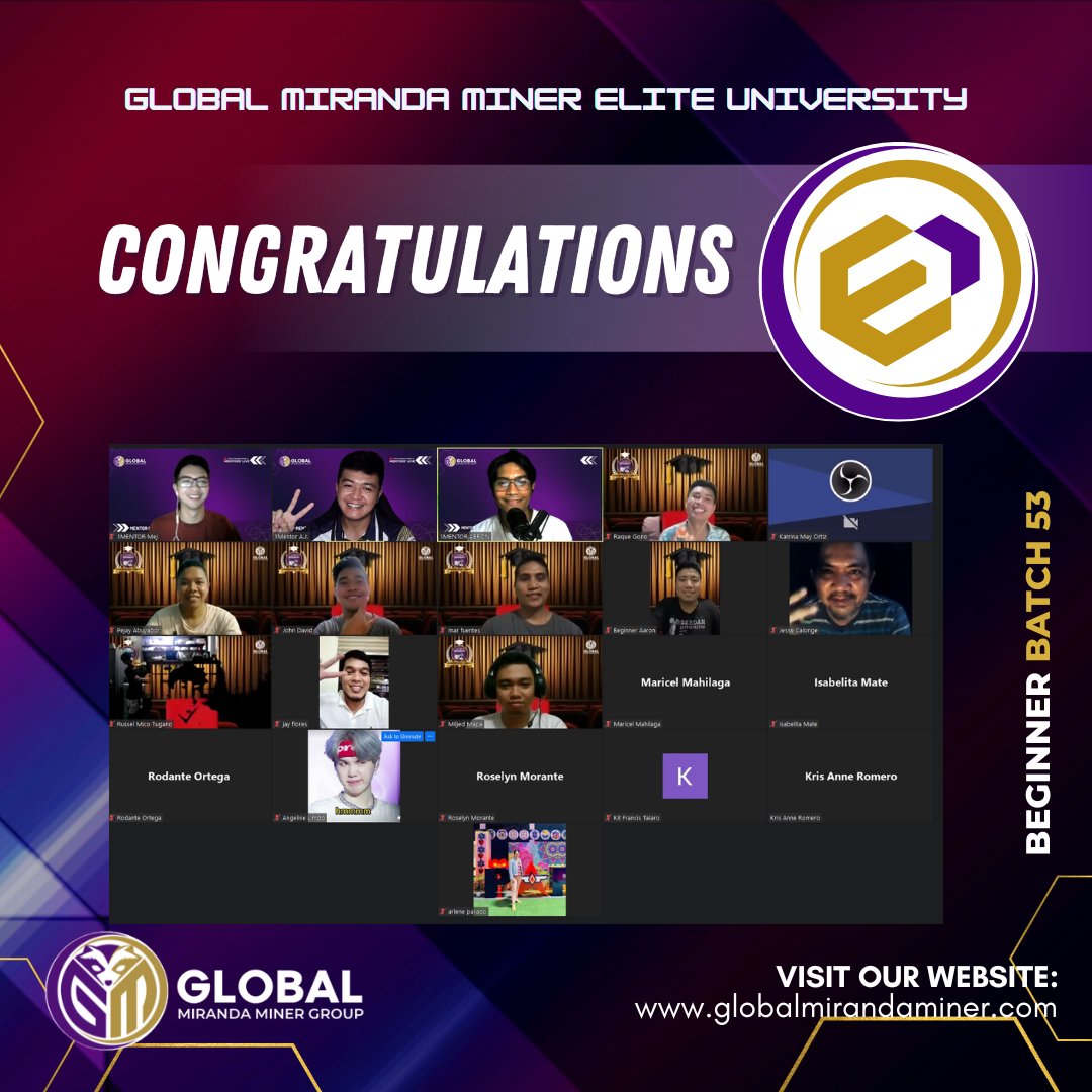 gmmg_official's tweet photo. 🎓 Congratulations to our Beginner Batch 53 &amp; 54! 🥳 See you around sa ating Intermediate Class and in our Discord Community. 😉

🔗 If you are new to crypto trading, join our Discord Community: https://t.co/dwqRVGxuN0

#GMMG #EliteUniversity #BeginnerClass #CryptoLearning https://t.co/smsPMWPxL2