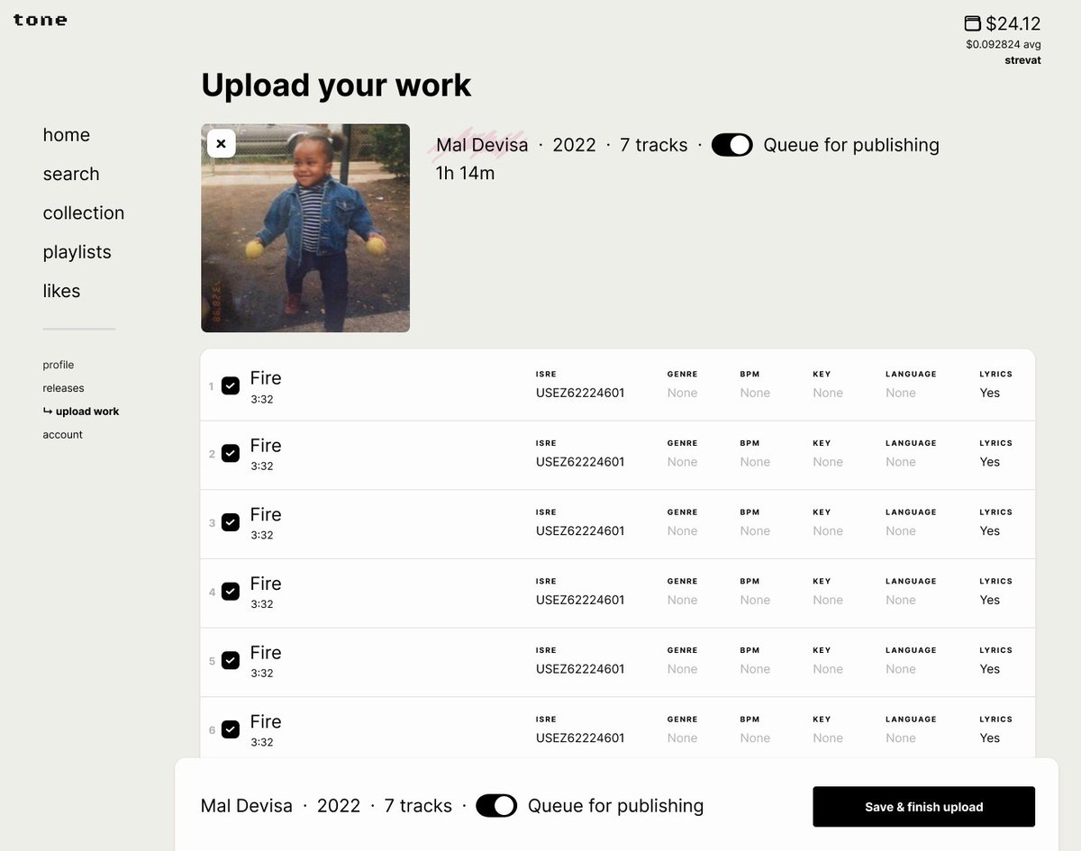 i am working on an artist and listener owned music listening service with some friends. it's called <a href="/tonedotaudio/">tone</a>. imagine spotify w/o the data hoarding and payola. bandcamp w/o the union busting. all owned and maintained by everyone who uses it. we're building this right now.