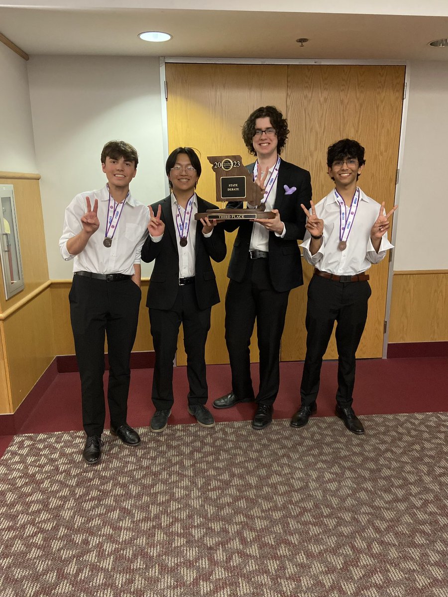 CONGRATULATIONS to Rock Bridge Debate for their 3rd place overall finish at State!!! The Public Forum team of Andrew Romitti &amp; Shahab Bariz and the Policy Team of Kevin Mao &amp; Yogev Angelovici took 3rd in their events! #REPROCKBRIDGE #RockBridgeRocks