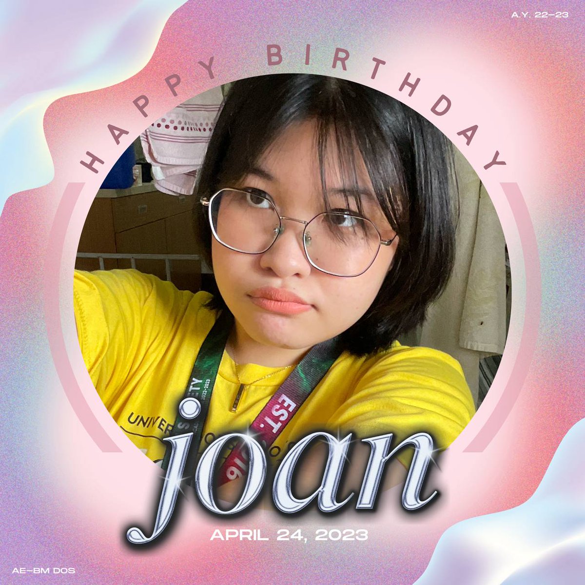 ABM2_23's tweet photo. 🦋 Happy Joan Day! 🦋

Now, she arrived at the next destination of life. All together, let AE-BM DOS greet our P.R.O a happy birthday! Don't be too tired to carry your baggage as this is just halfway through your bucket list. 🗺

#JOAN_ANTONIO
#JOURNEY_WITH_JO
#AE_BMDOS 
#AY22_23 https://t.co/5oHPG6YERx