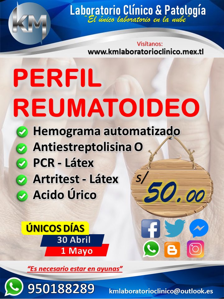 kmlaboratorio's tweet photo. #KMLaboratorioClinico 🔬No esperes mas, hazte un chequeo medico. https://t.co/6OzfBkuitV piensa en tu bienestar calichin. #PROMOCIÓN: por cada S/ 50,00 en análisis, te realizamos test rápidos de VIH, Sífilis y Hepatitis completamente ¡GRATIS!
Wasapeanos al📲 966382300 https://t.co/rsYtN82Kzc