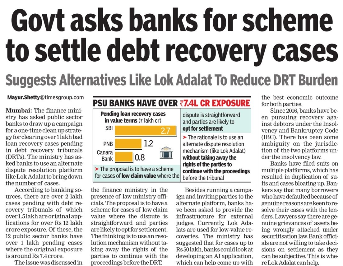 CiaConsortium's tweet photo. I have been saying since stimulus was offered in 2020. Either relax norms of NPA or allow the entrepreneurs to settle with a OTS scheme. We missed then. Now we are worried abt piling of cases at DRT. Still unconcerned abt Ents.Prevention is better than cure. @narendramodi @RBI https://t.co/vS2vcc1guR