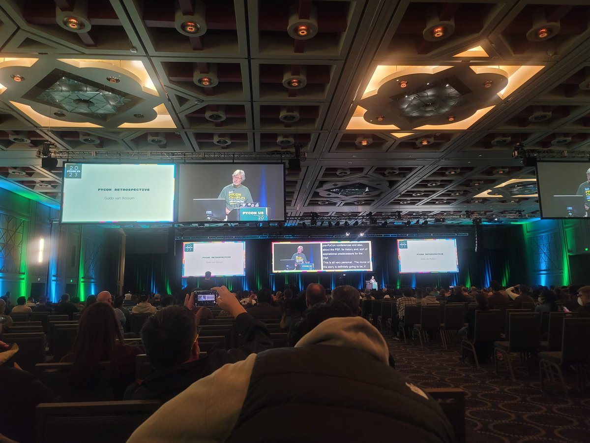 cokencode's tweet image. #PyConUS2023 @gvanrossum journey of python and wonderful community we have today. Growing with each other and supporting everyone. What a beautiful ending of 20th anniversary celebration
