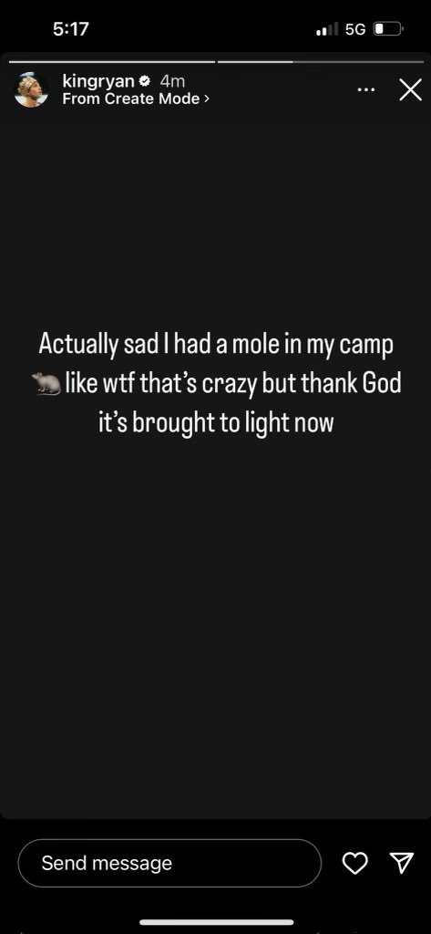 barziniofficial's tweet image. Who Snitch On King Ryan ? #StopSnitching