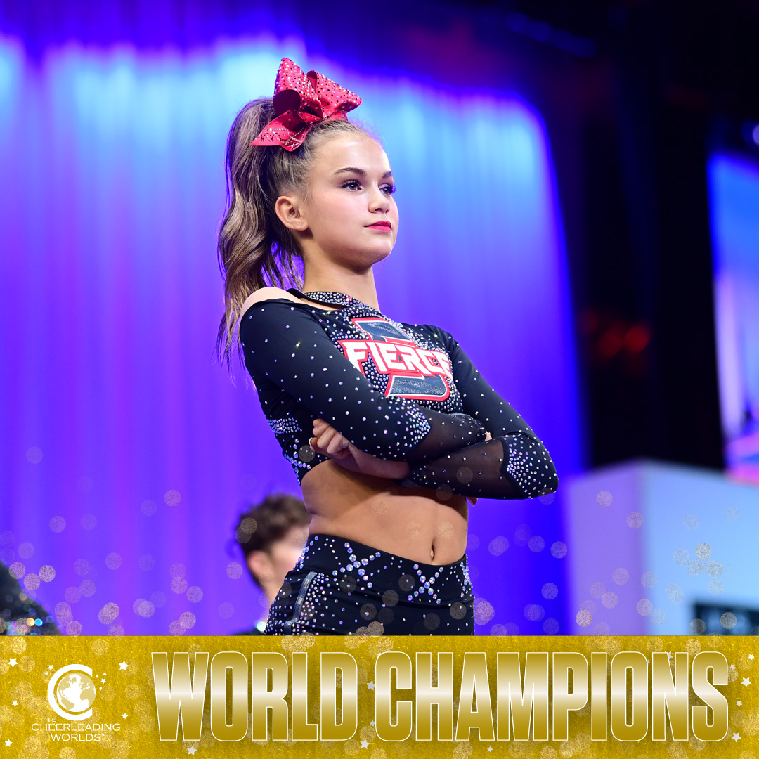 Congratulations to the #CheerWorlds2023 L6 Senior Small Coed 𝗪𝗼𝗿𝗹𝗱 𝗖𝗵𝗮𝗺𝗽𝗶𝗼𝗻𝘀, <a href="/KCCHEER_Fierce5/">Fierce 5</a> 🏆