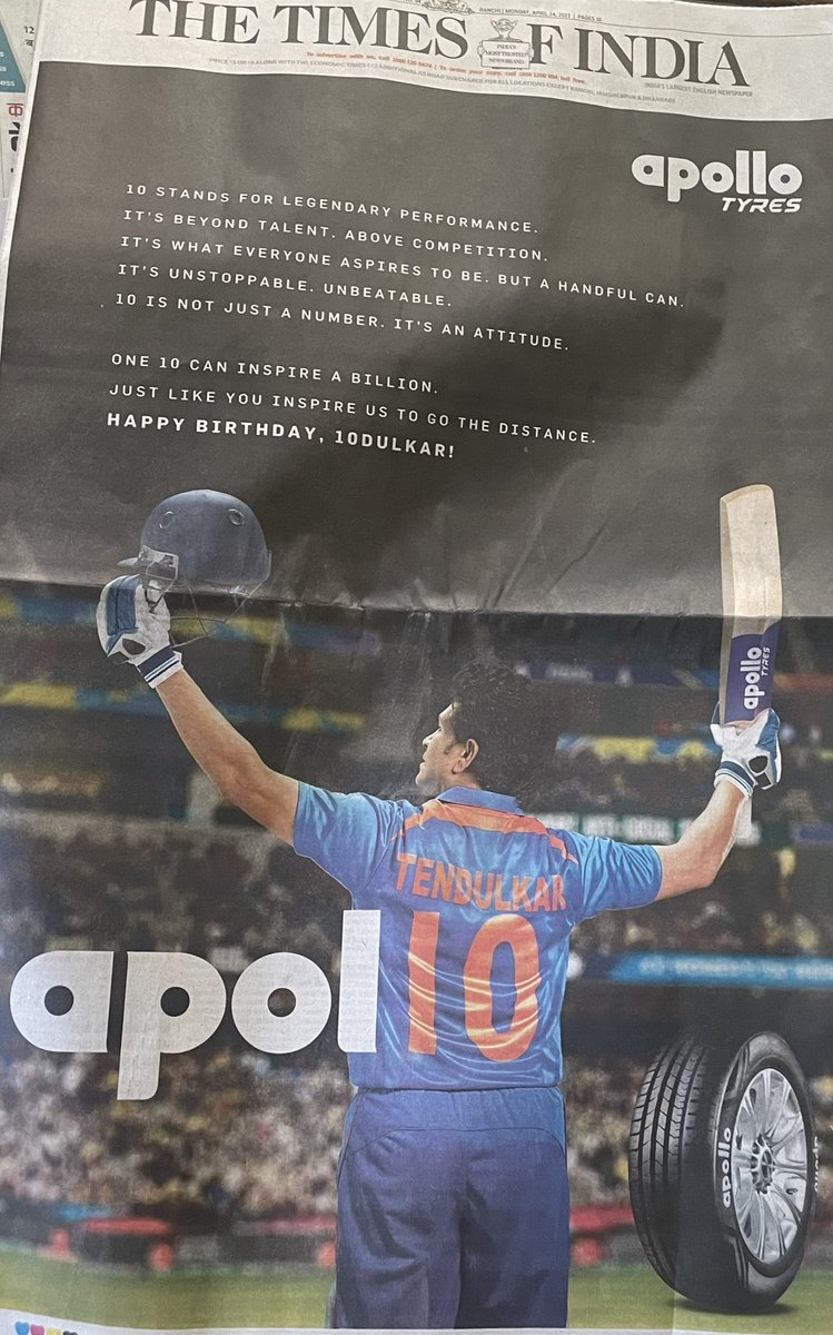 KitsZone's tweet photo. Apollo tyres and Sachin - Feels so wrong https://t.co/40OIGygDzu
