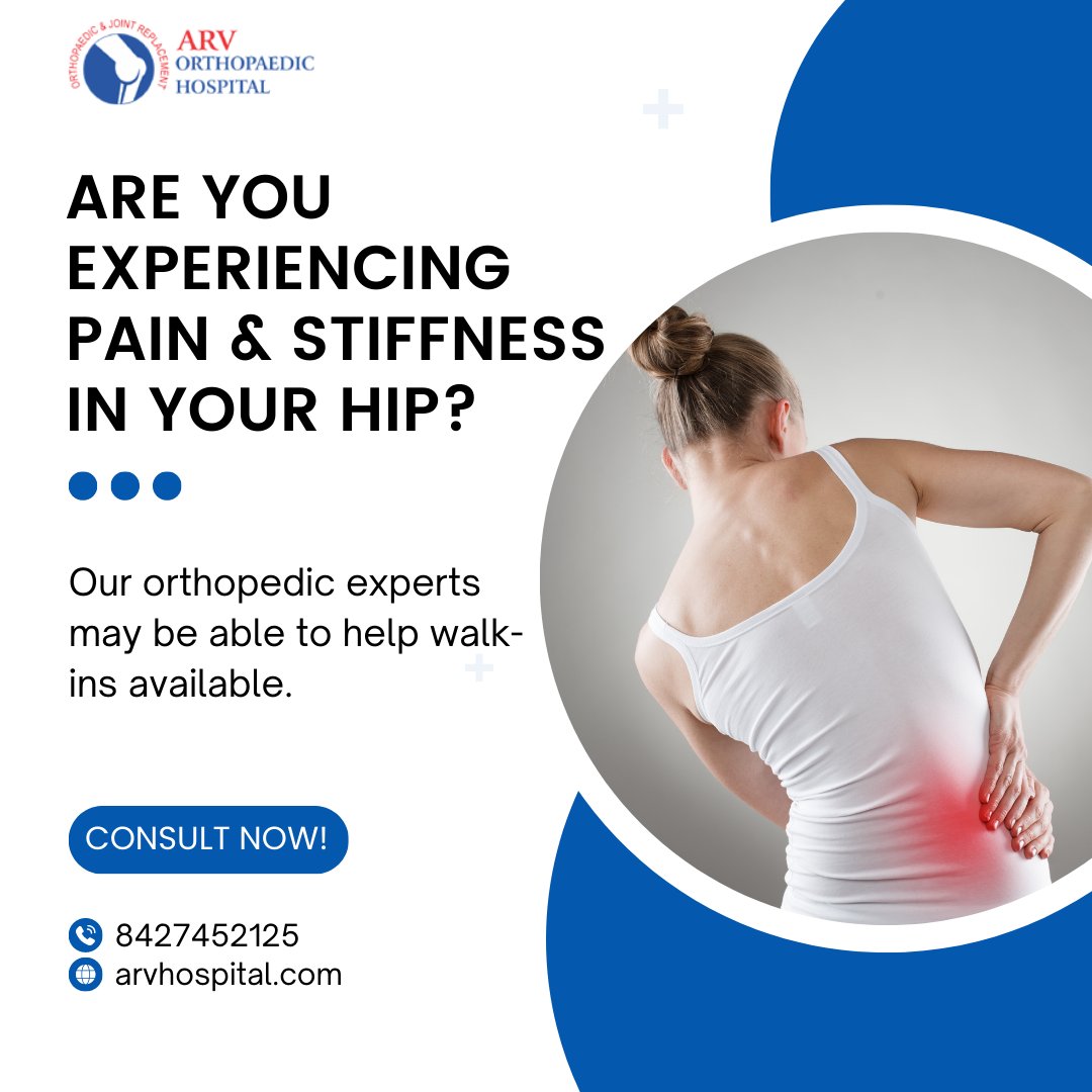 ArvHospital's tweet photo. Regardless of the reason, hip pain can be frustrating &amp; even exhausting for some patients. Whether it is a minor annoyance or a barrier to your daily activities, it is essential to treat this condition right away.

#arvhospital #hippain #hipreplacement #hipreplacementsurgery https://t.co/3k5tALD8LV