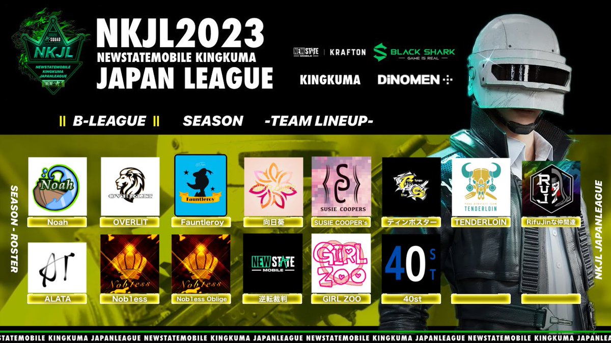 NMJL_JP's tweet photo. #NEWSTATEMOBILE

#NKJL-2023
日本国内リーグ

S9-Day4
本日明日開催‼️

#ハッシュタグ応援コメント
こちらのツイートを #引用RT で
＼毎月4名様へAmazonギフト券が当たる／
※詳細下記ページ⬇️

4/24[Mon] 22:00
🟩 A-LEAGUE 開催

4/25[Tue] 22:00
🟨 B-LEAGUE 開催

#NEWSTATE #ニューステ #PUBG https://t.co/7eXPard0kP