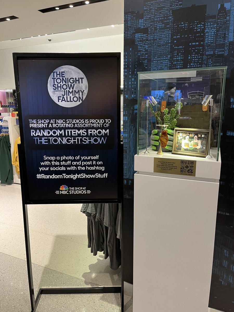 Jjo_1974's tweet photo. In NYC for work and had to go visit Jimmy’s place, @TheShopAtNBC! The #RandomTonightShowStuff was from the recent music video with Jimmy and Adam Samberg. https://t.co/JyjXUA3qpR