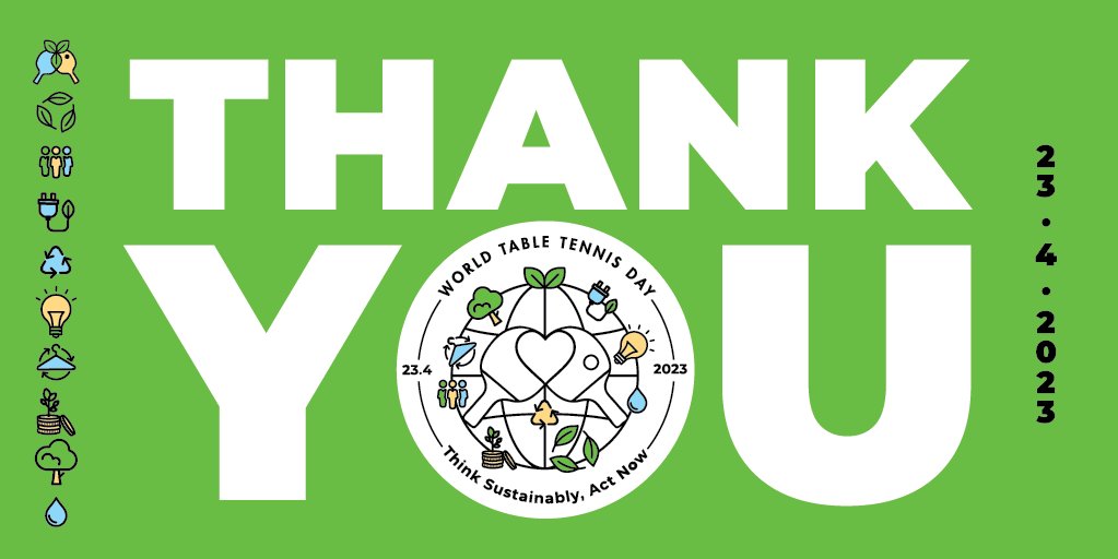 ittffoundation's tweet photo. A round of👏for all of you❗

It was amazing to see people from different countries and cultures celebrating #tabletennis and promoting #sustainability🌱in your clubs, communities and organisations. Thank you for joining us in our 24-hr online stream.

#worldtabletennisday https://t.co/4ROLXsHRda