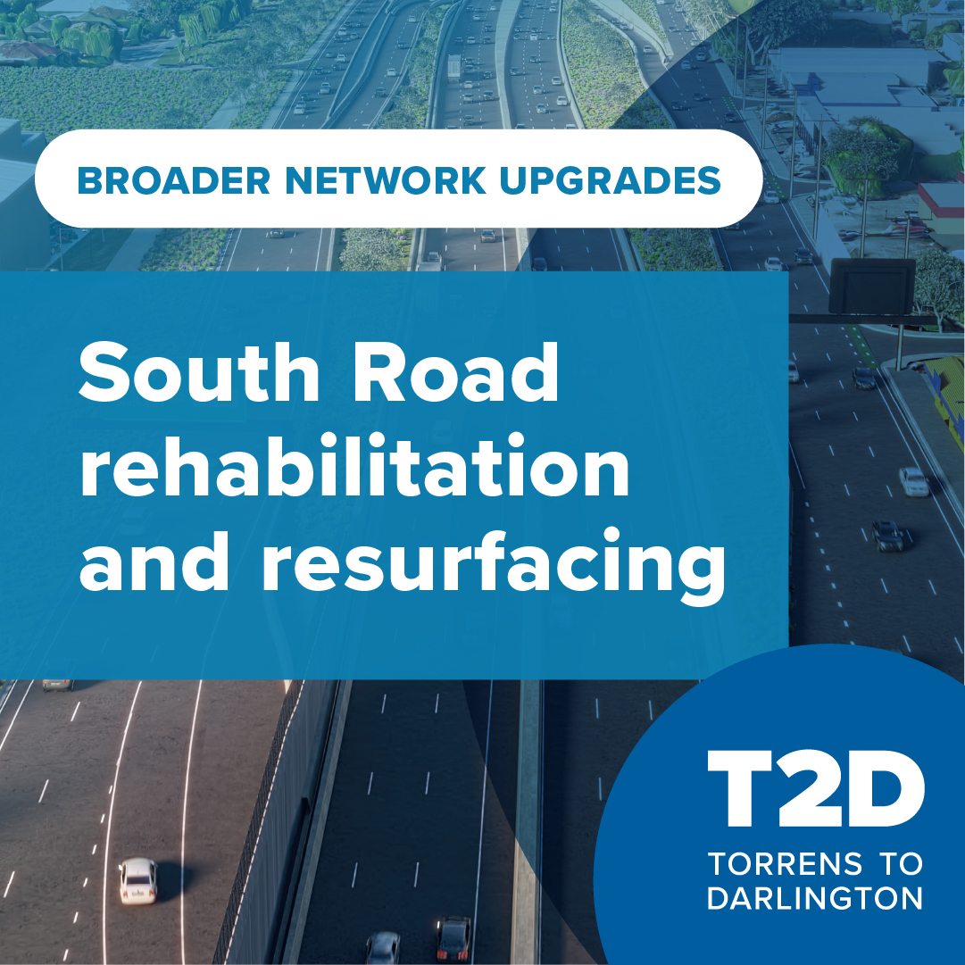 T2DProject's tweet photo. Around 3km of South Road between Glandore and Melrose Park is set to be resurfaced.
Works will be undertaken on northbound and southbound lanes at night, commencing in May. Completion is expected in June.
For more info, visit: https://t.co/athFshhOqK
#T2DProject https://t.co/ga2uBQu5a5
