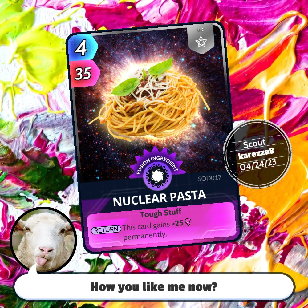 kArEzzA_'s tweet photo. どういうことなんw
核兵器パスタw
https://t.co/xAeQMuWrXj #cuecards #cardgame #nuclearpasta https://t.co/u3bRJDHzpC