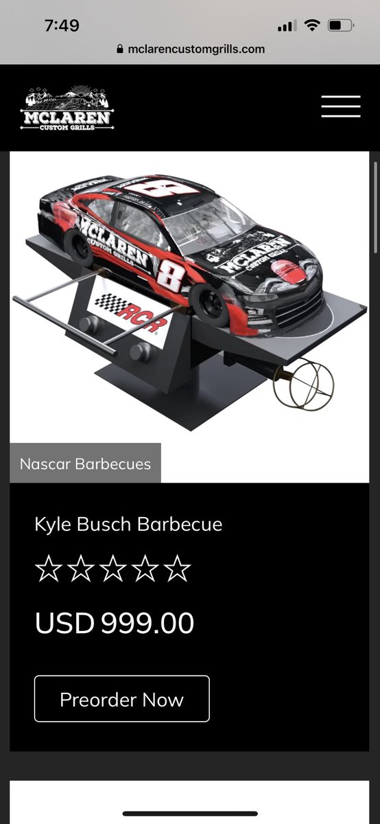 <a href="/TobyChristieCom/">TobyChristie.com</a> <a href="/MCustomGrills/">McLarenCustomGrills</a> <a href="/KyleBusch/">Kyle Busch</a> <a href="/RCRracing/">RCR</a> <a href="/TALLADEGA/">Talladega Superspeedway</a> The grill looks 🔥🔥