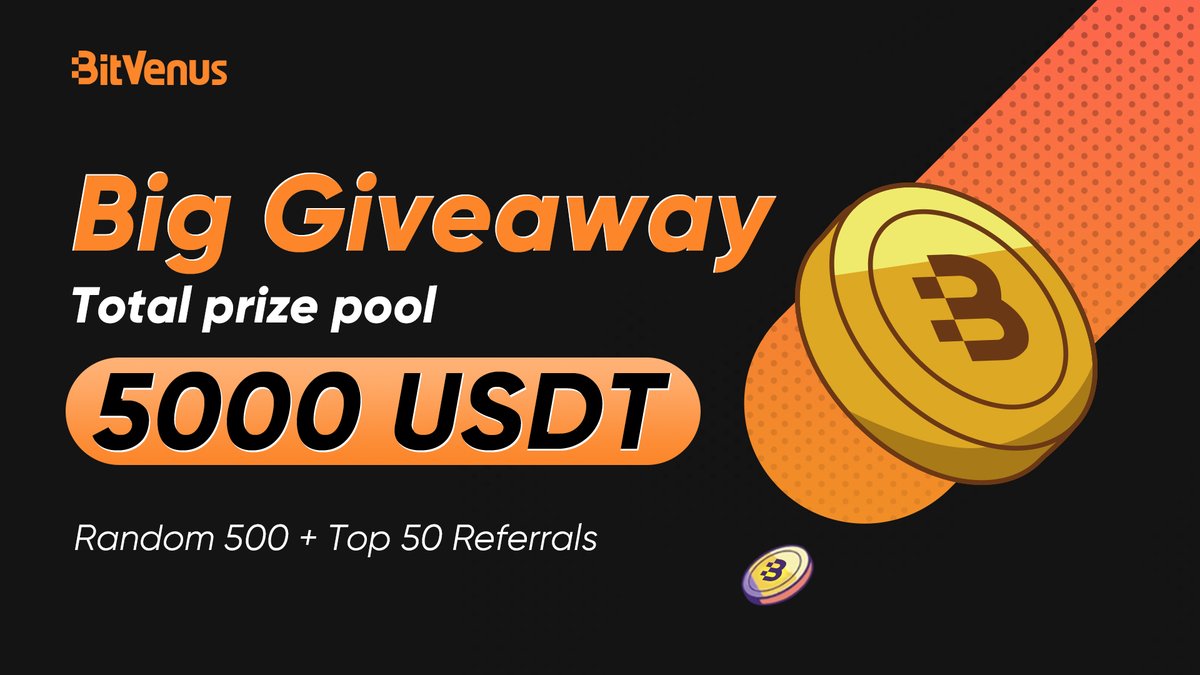 BitVenus $5000 giveaway 🎈🎈🎈

✅Follow @BitVenus_global
✅Join t.me/bitvenus_offic…
✅RT+Tag 3 friends
✅Fill form: forms.gle/29QSGHYaMpSNjF…

🎁 Prize:
🎈500 Random / Each $5
🎈Top 50 Referrals share $2500

#Giveaway #Giveaways #Airdrop #Airdrops #AirdropCrypto #airdroptoken