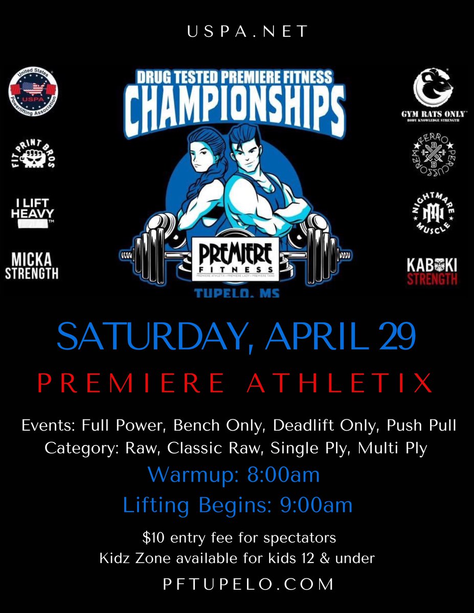 SthSuperman662's tweet photo. Northeast Mississippi!! Golden Triangle!! Come out April 29th!! It's going down in Tupelo, MS!! @wtva9news @DJournalnow @WCBISPORTS @CDispatch @WTOKTV @meridianstar @monroe360 @MyTupelo #drugtested #powerlifting #rawpower https://t.co/dwzeJByAiq