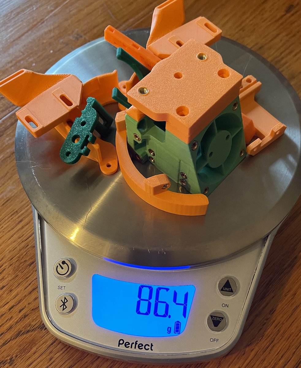 mediaman3d's tweet photo. @tgv26 @danielcrosslink @SliceEngineer @BondTech @3djake_official All the printed parts for a full Hero Me Dual fan direct drive setup is less than 87grams. #herome #3Dprinting https://t.co/P6FEXxE2Rq