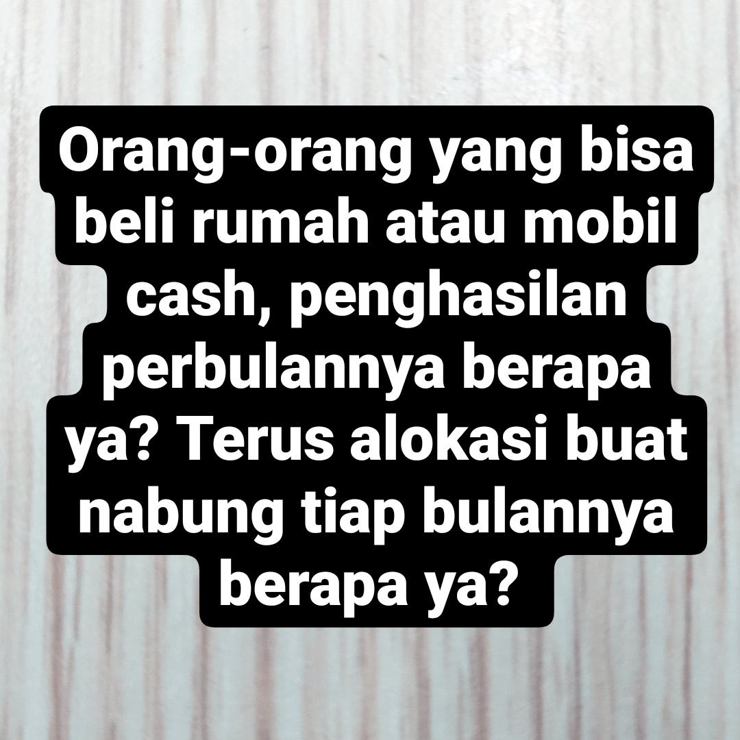 worksfess's tweet photo. CW // gaji

work! gais sharing dong siapa tau aku yg berangan angan bisa beli rumah cash ini dpt tercerahkan😭🤲🏻 https://t.co/gJrJa1SN79