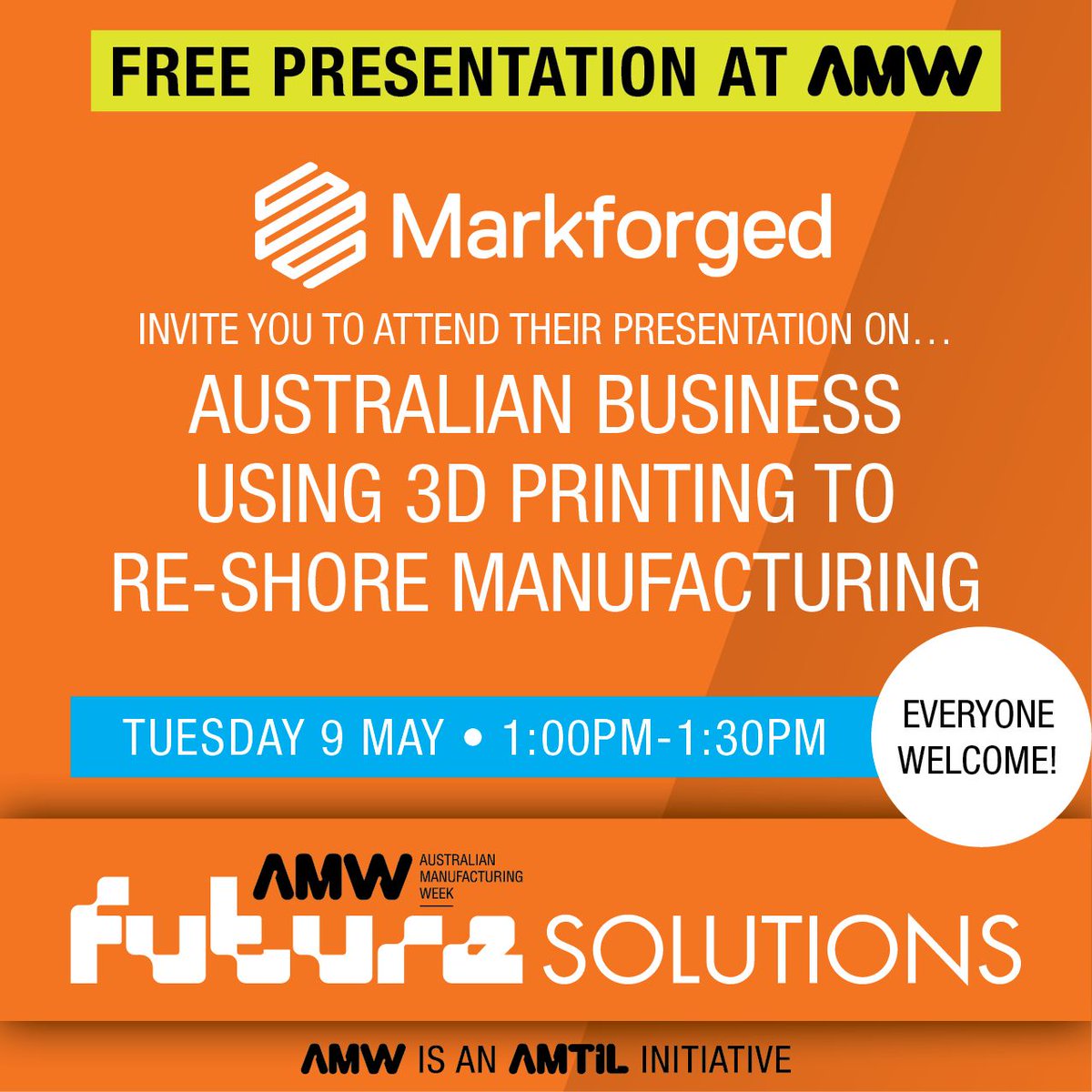 Dive into the world of 3D printing as Elving Richard drills down how Australian businesses are using it to reshore manufacturing and reduce reliance on overseas suppliers. 

For more information, visit amw2023.mapyourshow.com/8_0/sessions/s…

#AMW  #Australia #Event #Businesses #Manufacturer