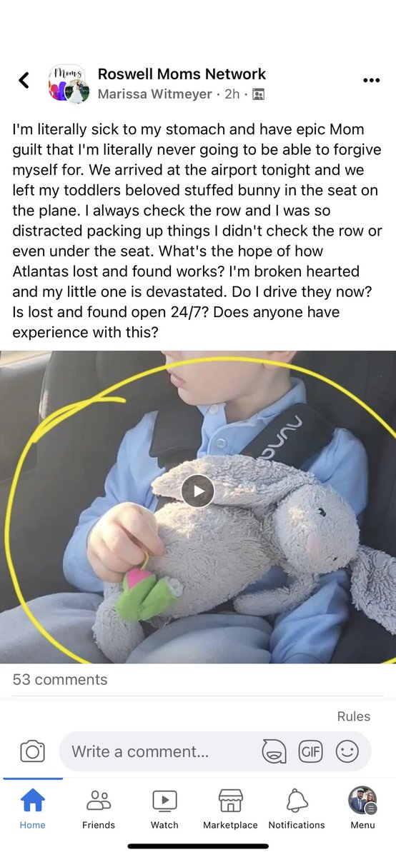 cloudracr's tweet photo. This baby lost his bunny on a Delta flight today. DL 733 coming from Phoenix. Landed in Atlanta at about 5pm. Row 35 seats CDEF. #atlairport #delta #BringBunnyHome https://t.co/zs5DJygo7E