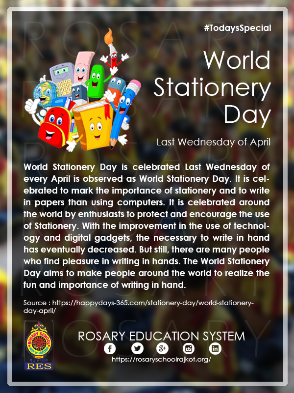 Help us Spread the Word!!! Share with your Friends!!!
#TodaysSpecial
#worldstationaryday
@daysoftheyear  
@NationalDayCal 
@NatStatWeek
@NationalLib_Gol
@HISTORY 
@HISTORYTV18