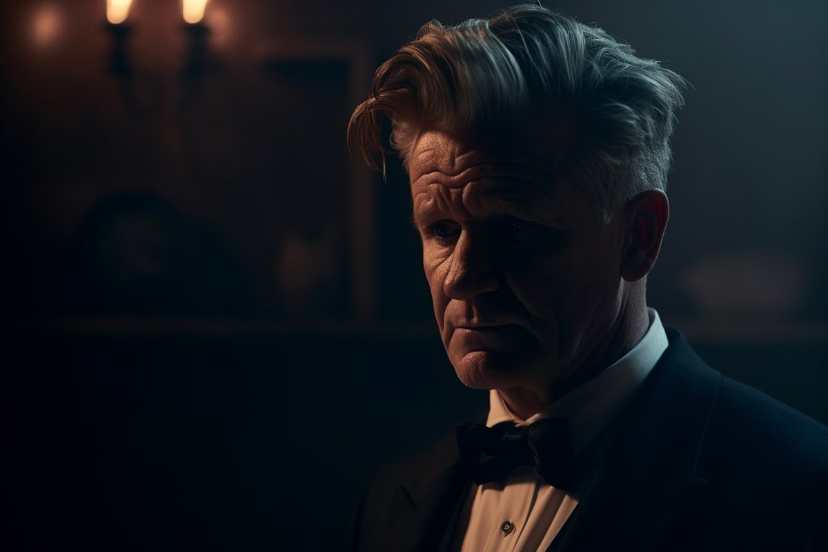 chriscamargo's tweet image. I asked Midjourney to create a series of images of @GordonRamsay in the style of @DAVID_LYNCH and now I want to see this series.