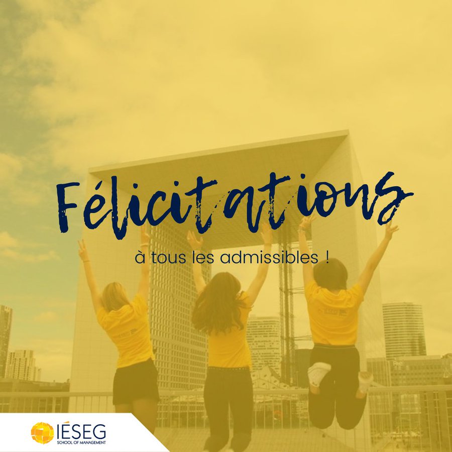 Félicitations à tous les <a href="/CandidatsIESEG/">Candidats IÉSEG</a> admissibles et à très vite pour les #OrauxIESEG ! 👏🎉