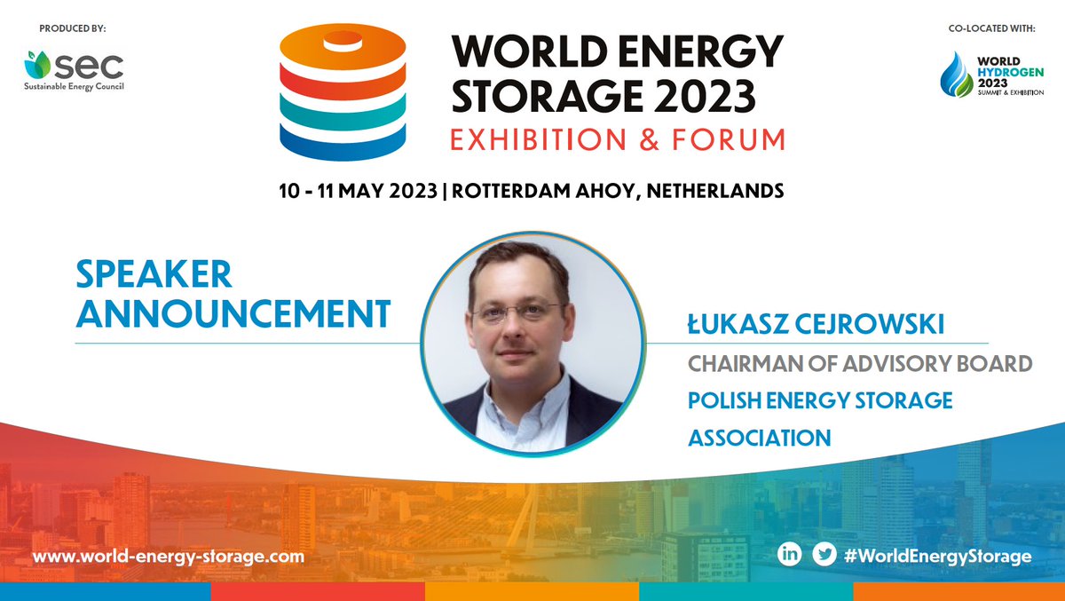 SEC World Energy Storage (@storage_sec) on Twitter photo Lukasz Cejrowski, Chairman of Advisory Board, <a href="/psmeorg/">Polskie Stowarzyszenie Magazynowania Energii</a>, will be at #WorldEnergyStorage speaking at Session 1 on 10 May 2023.
✅Free Ticket: bit.ly/3YaMbQp
📙Programme: bit.ly/3Iz1pch
📌Stand: bit.ly/3ZrK7EB Lukasz Cejrowski, Chairman of Advisory Board, <a href="/psmeorg/">Polskie Stowarzyszenie Magazynowania Energii</a>, will be at #WorldEnergyStorage speaking at Session 1 on 10 May 2023.
✅Free Ticket: bit.ly/3YaMbQp
📙Programme: bit.ly/3Iz1pch
📌Stand: bit.ly/3ZrK7EB