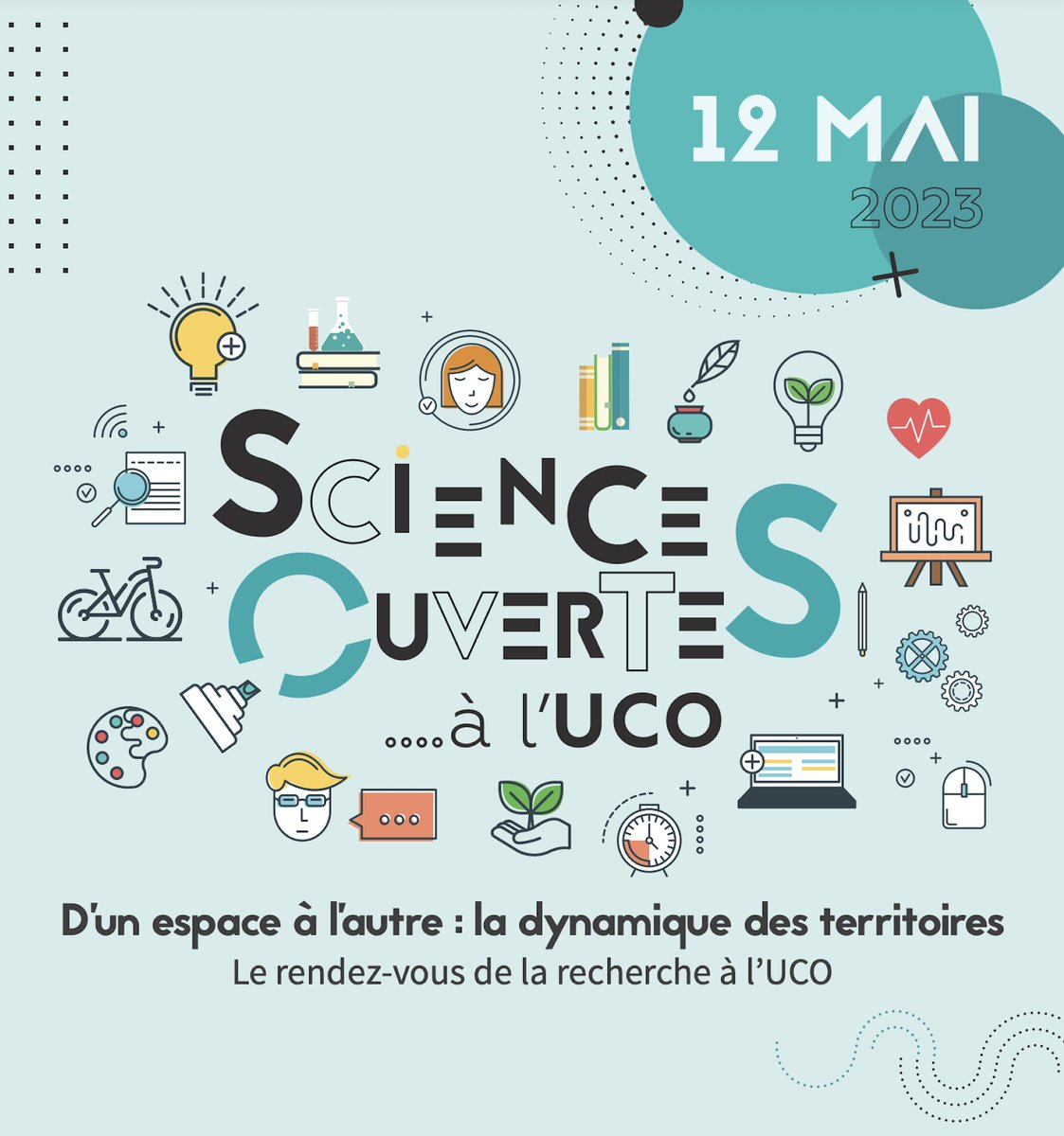 📅 RDV le 12 mai 2023, à l'UCO Nantes pour la journée « Sciences ouvertes » sur la thématique des territoires.  
✅ Programme ouvert au grand public : exposition photos de chercheurs, tables rondes, ateliers, présentations d'ouvrages des chercheurs… ➡ bit.ly/3H8wtiV