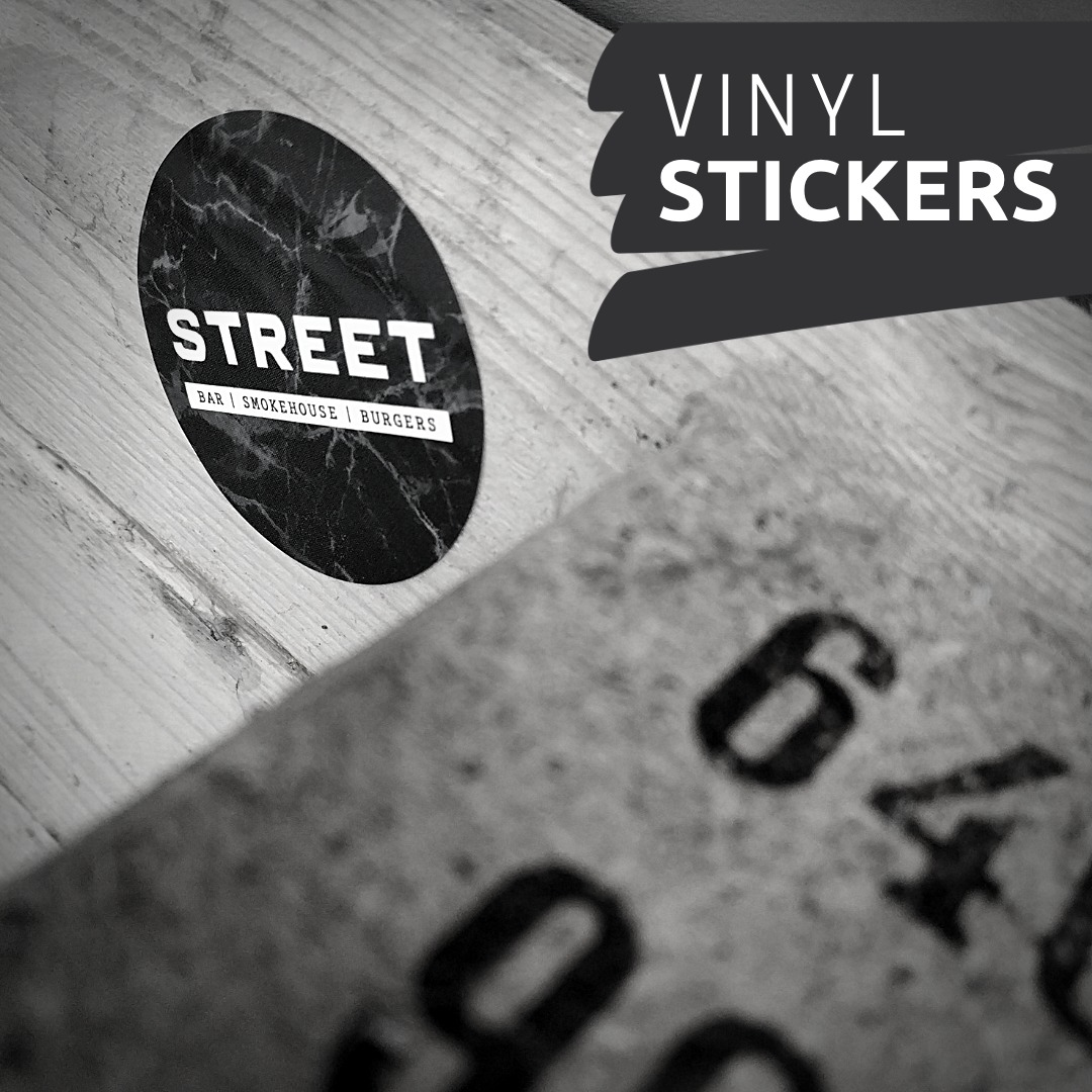BuyMyPrint's tweet photo. Vinyl Stickers ideal for lots of surface finished dues to there ability to flex to shapes much better than paper stickers. Perfect for food packaging like these we printed for streetrestaurant recently. If you are in Earlsdon check them out for some amazing Smokehouse style food https://t.co/xP9J11cb1r