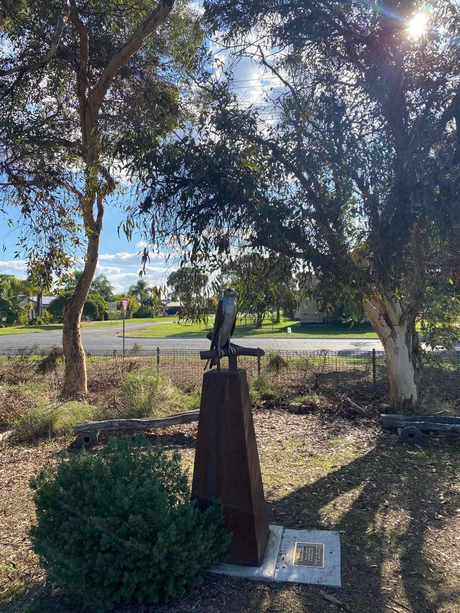 gmpinn's tweet photo. MPS staff started the  SDD with an Acknowledgement to Country at our Mulwala sculpture.  (Bpangerang for white-bellied sea eagle). They then joined Berrigan PS for an on country experience. https://t.co/BMq734cuSh