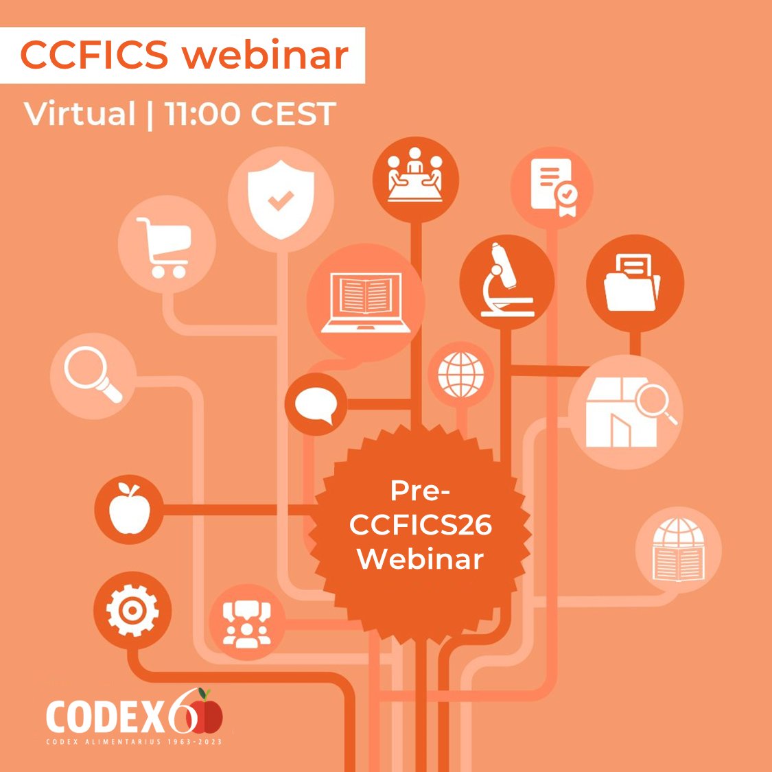 FAOWHOCodex's tweet photo. 👨‍💻👩‍💻| Codex Members and Observers are invited to join the pre-CCFICS26 webinar.

🗓️ Today, 24 April
🕚 11:00 - 12:30 CEST [19:00-20:30 AEST]
➕ℹ️➡️ https://t.co/8Rus9Gr6Ah

#CCFICS26 | #FoodSafety https://t.co/4y6KraQHcp