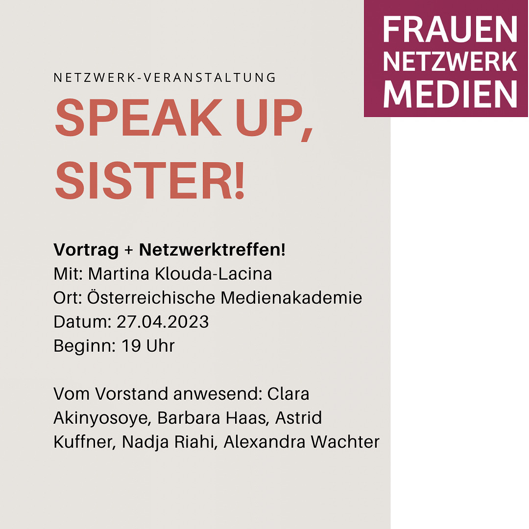 Am Donnerstag findet unser nächstes Netzwerk-Treffen statt. 
Kommt, hört, stellt Fragen und vernetzt euch. Vom Vorstand werden <a href="/ClarAkinyosoye/">Clara Akinyosoye</a>, <a href="/haasbarba/">barbara2707</a>, <a href="/AstridKuffner/">Astrid Kuffner</a> und <a href="/Wachter_AL/">Alexandra Maritza Wachter</a> mit dabei sein! 

➡️ Bitte um Anmeldung unter: veranstaltung@frauennetzwerk.at