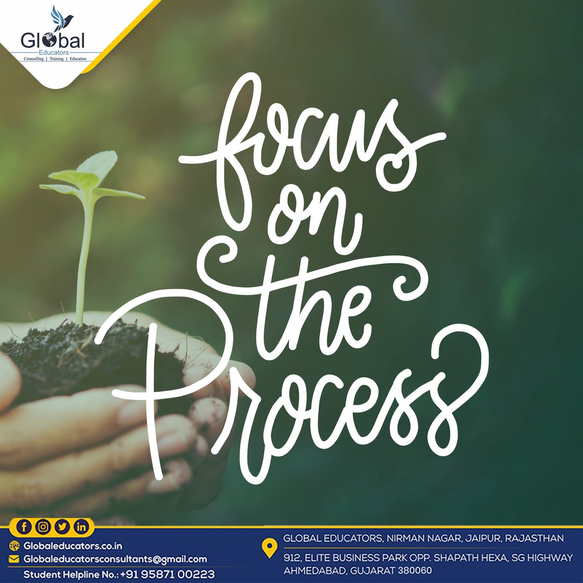 GlobalEducator_'s tweet photo. Focus on the Process
Book your seat now Limited Seats are Offered.
CONTACT: Global Educators &amp; Consultant Experts
For More Information Contact Us at @+91-9982100223
Visit Our Website https://t.co/ZWi8xPmFaZ
.
.
#studyabroad #education #ielts #studyincanada #study #canada https://t.co/H6ziYZaYg8