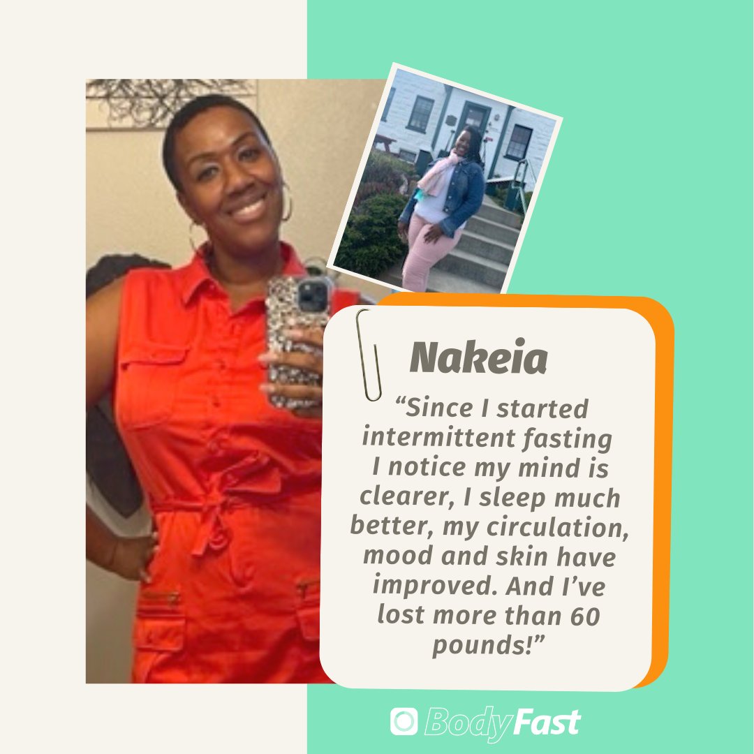 bodyfastapp's tweet image. ✨ #Fasting can do wonders for your body and mind, just ask Nakeia!

From clearer thinking to improved sleep, the benefits are endless 🤩

Ready to transform your life, too? Take the first step today and join millions of others already seeing incredible results with #BodyFast 🙌🏼
