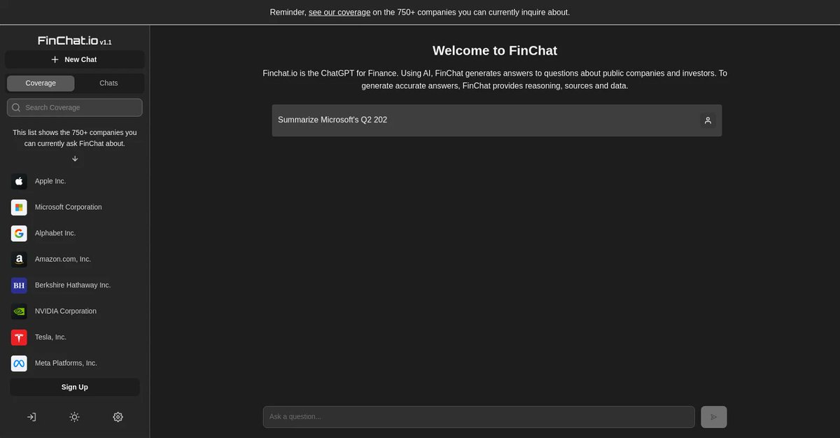 boukhdada's tweet image. Want quick and accurate answers to financial questions? Check out Finchat, an AI-powered chatbot designed specifically for the finance industry!
 #Finchat #finance