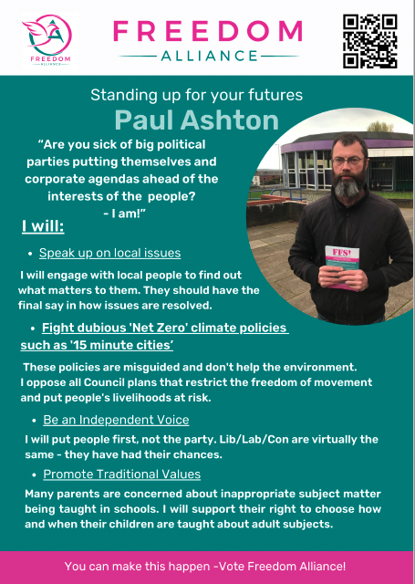 gumptionology's tweet photo. #Rochdale #Smallbridge & #Firgrove Paul: Local people should decide local issues. No "Net Zero" policies that restrict freedom of movement and put people's livelihoods at risk. Only decent age-appropriate Sex Education! Established parties are basically the same. Vote for change! https://t.co/UuBPqiNKMd