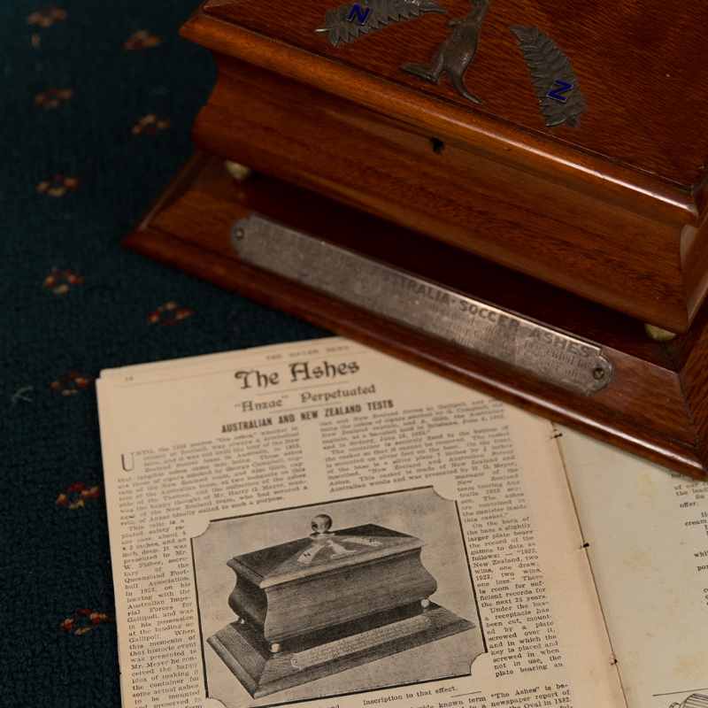 Socceroos's tweet photo. Just in time for #ANZACDay... a very special piece of our history has been uncovered! 🙌

Find out more about the century-old Soccer Ashes trophy, which had been missing for almost 70 years 😲