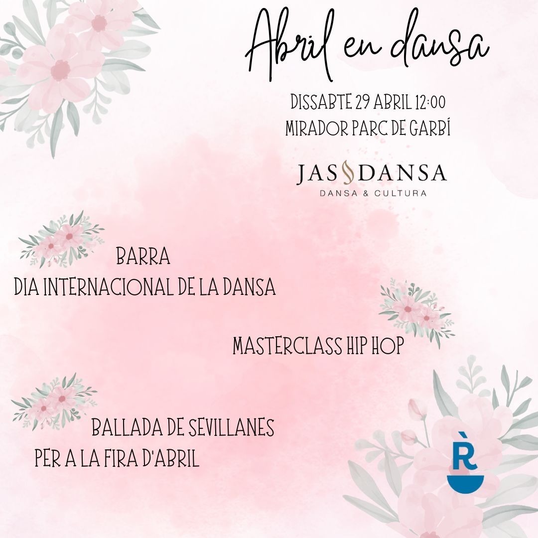 💃🏻 DANSA | Aquest dissabte celebrarem el Dia Internacional de la Dansa al Mirador del Parc de Garbí amb 'Abril en dansa', a càrrec de l'Escola Jas Dansa.

📆 Dissabte, 29 d'abril
⏰ 12 hores
📍 Parc de Garbí