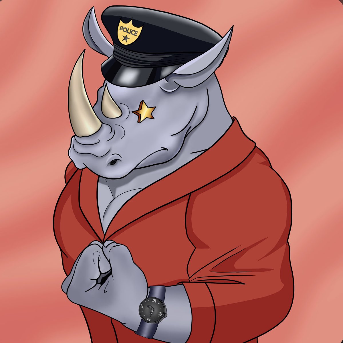 YoungPa80505680's tweet image. Rhino of the Day!! @RespectedRhinos 
#PoliceHat Floor is .06Eth and 5 until .5Eth Floor👮‍♂️
#StarEye Floor is .017Eth and 6 until .5Eth Floor⭐️
#BlackWatch have 1 listed at .06 Eth⌚️
#RRC #RhinosGoHard #RhinoStrong