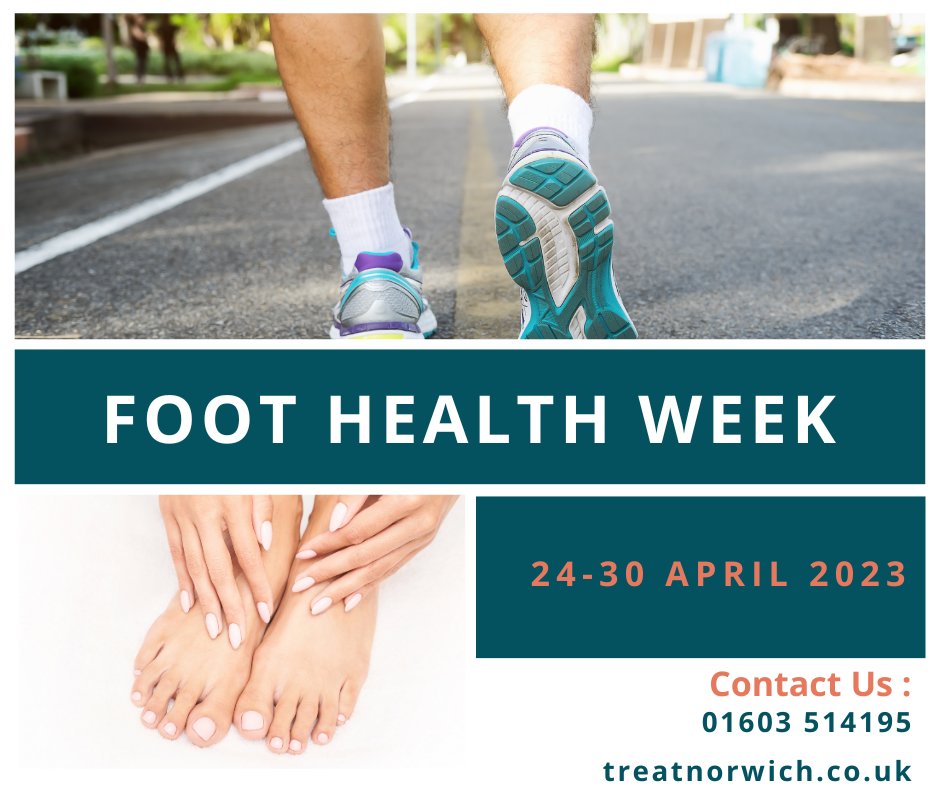 treatnorwich's tweet image. Foot health is very important - so prioritise your feet! 👣 
Make time to have your feet checked or to get that niggling issue sorted, after all they take you anywhere you want to go. 
Podiatrist Gaynor Hewitt - Mondays &amp;amp; Wednesdays. 
treatnorwich.co.uk
#FHW #Feet #pain