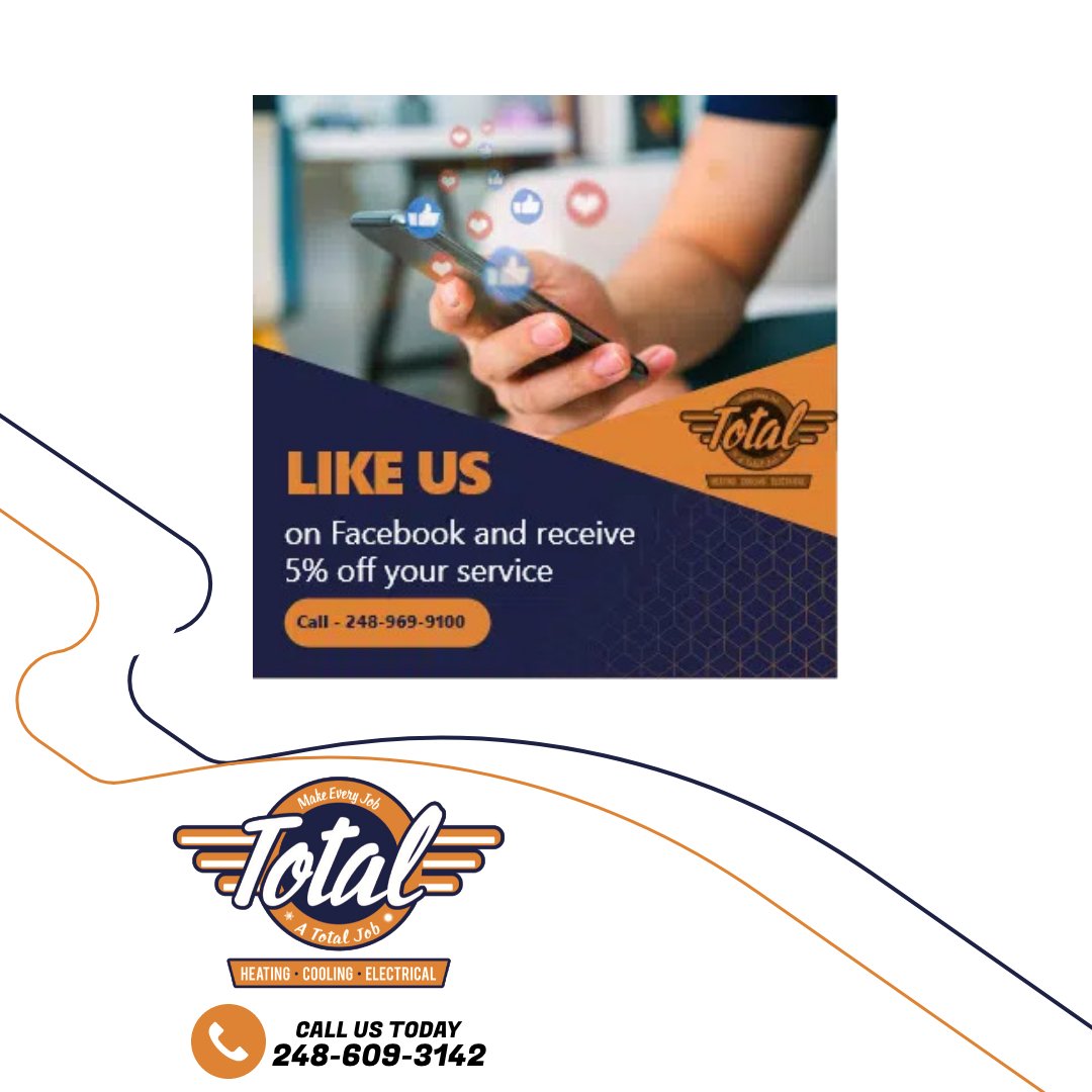 makeittotal's tweet photo. We like your likes. We offer you a 5% discount on our services for liking our page. Total Heating, Cooling &amp; Electrical is always there for you.
https://t.co/vSIMTUlfJx

#ACreplacement #HVAC #ac #Heating #Cooling #HeatingRepair #furnace #HeatingMaintenance #Indoorairquality https://t.co/uJ2LcWgOQU
