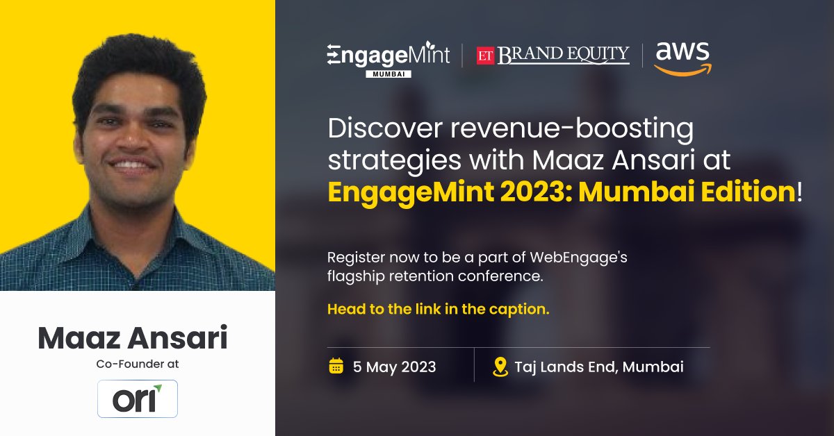 WebEngage's tweet image. Gear up to gain new knowledge and refine your existing skills from the brightest minds in the field.

#EngageMint #RetentionSimplified 🚀 #WebEngage