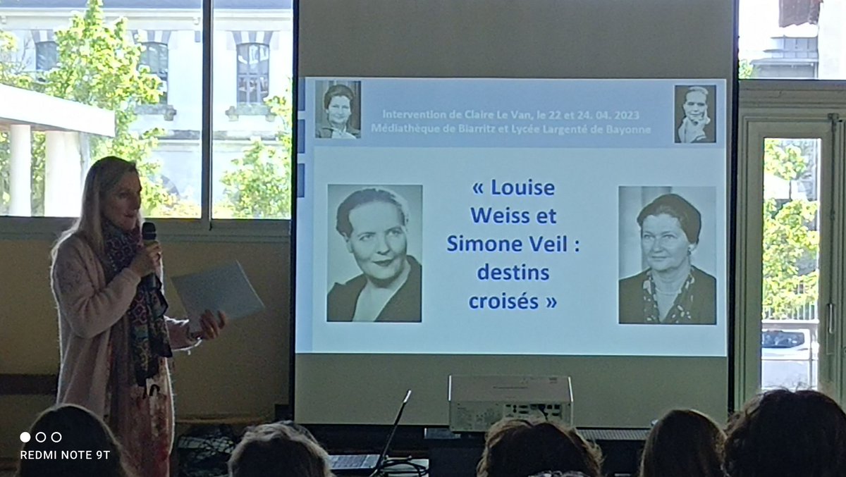 PMAYTE1's tweet photo. Ce matin, conférence : Louise Weiss et Simone Veil - Destins croisés.
Claire Le Van, docteure en philosophie. Avec l’Association des Alsaciens et Amis de l'Alsace du Pays Basque.
#speHGGSP #speHLP #DGEMC
@UNESCO_fr https://t.co/3FzxbBT6gc